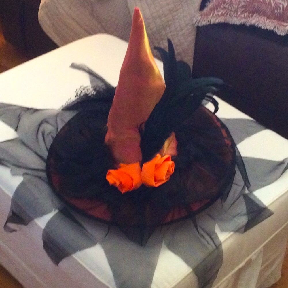 Orange and Black Witch Hat Headpiece - Women Accessories